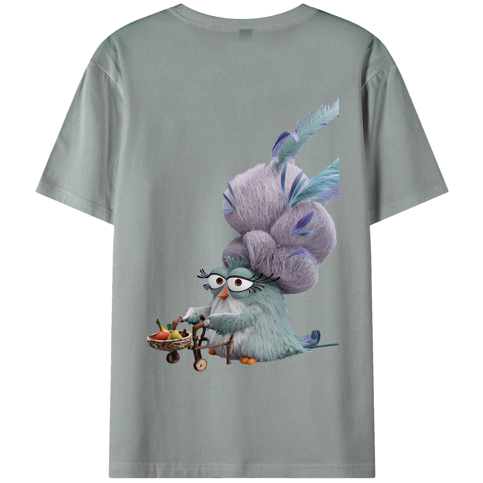 （画像用） Angry Birds アングリーバード 綿100％ メンズ半袖Tシャツ（バックプリント） 通気性